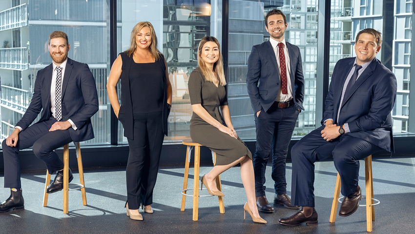 From L to R: The QLD BOQ Commercial Broker Team - Matt Mather, Karen Carter, Hayley Wong, Alex Forrest and John Keys